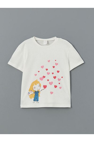 LC Waikiki Lcw Crew Neck Printed Girl's T-Shirt Pack of 2