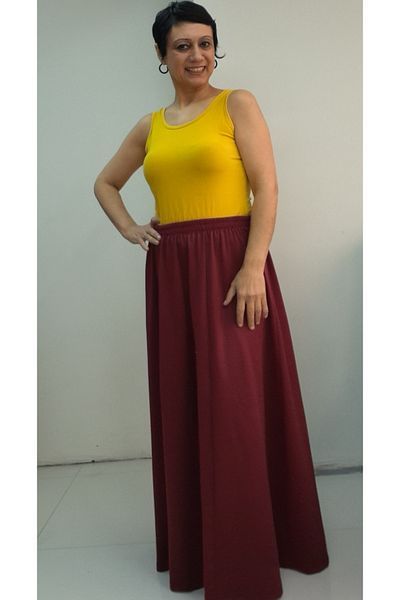 Mertcan Butik Fusta tricotată din oțel sezonier din 6 piese cu talie elastică bordeaux