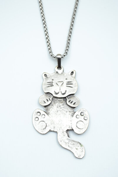 Cat Silver Plated Knitted Chain Necklace