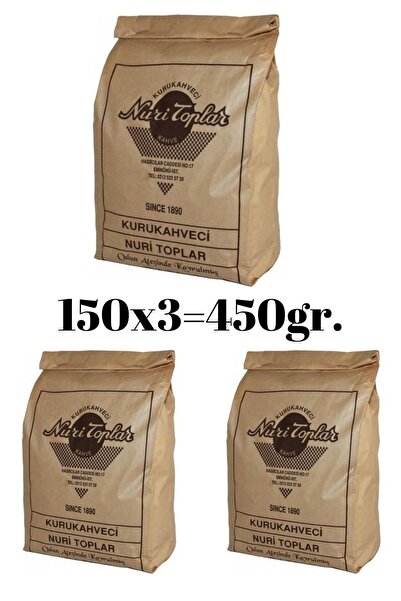 Nuri Toplar Kurukahveci Türk Kahvesi Günlük Çekilmiş 150 Gr.*3 =450 Gr