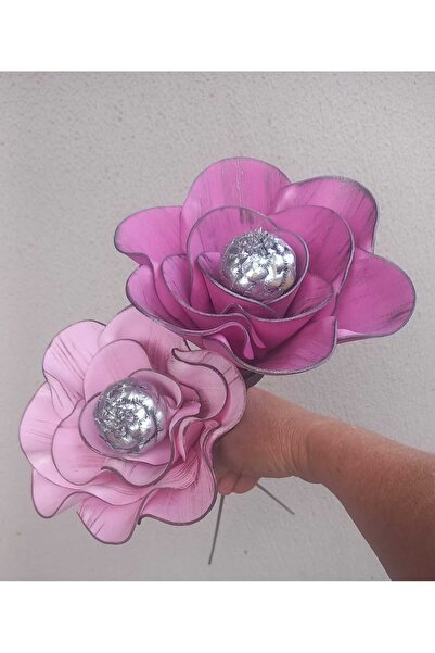 kutmen زينة مزدوجة من اللاتكس باللون الوردي والفوشيا لتزيين الحقيبة أو زهرة ا...