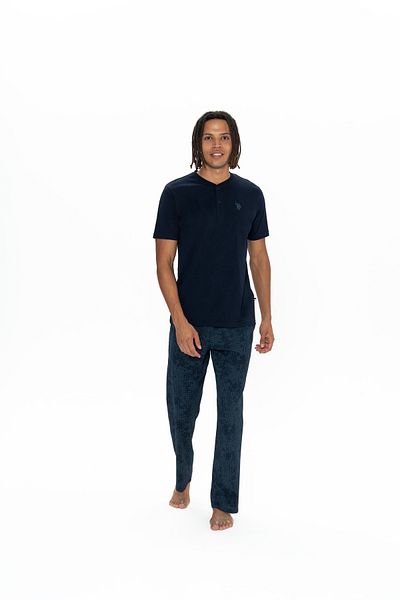 U.S. Polo Assn. Γνήσιο Αδειοδοτημένο New Season Ανδρικό μπλουζάκι με πέτο 3 τεμαχίων Σορτς πιτζάμα