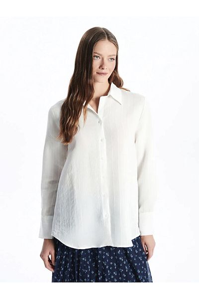 LC Waikiki Lcwaikiki Classic White Striped Dobby Women's Shirt