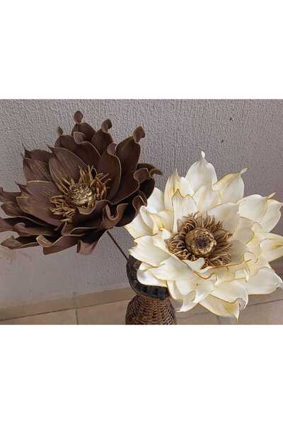 kutmen Dekoratif Ikili Büyük Manolya Çiçeği 28 Cm Eva (YAPAY ÇİÇEK)