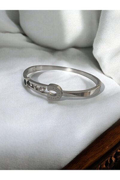 ŞAKOO Silver kadın kelepçe romen rakamlı taşlı bileklik