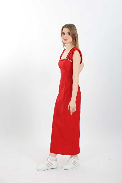 MODA DURAĞI Βραδινό φόρεμα αποφοίτησης με μαργαριτάρια Midi baby blue