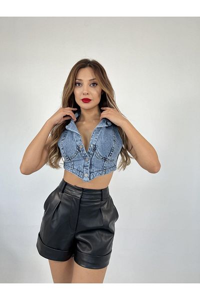 Kokosh moda 6244 Denim Vest-Blue