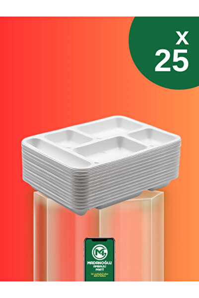 Madanoğlu ticaret Köpük Tabak Beş Gözlü Tabldot Tabak 25 adet