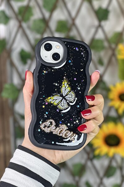 mooodcase iPhone 14 Uyumlu 3D Queen ve Kelebek Desenli Silikonlu Telefon Kılıfı