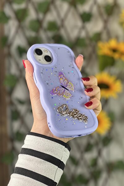 mooodcase iPhone 14 Uyumlu 3D Queen ve Kelebek Desenli Silikonlu Telefon Kılıfı