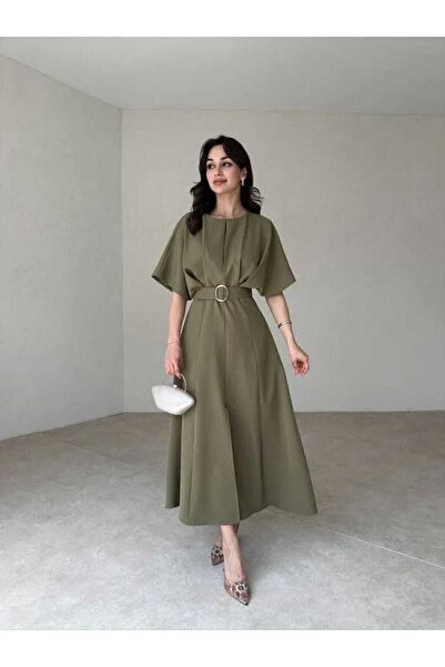 MODA DURAĞI Сукня з розрізами та поясом, довжина міді