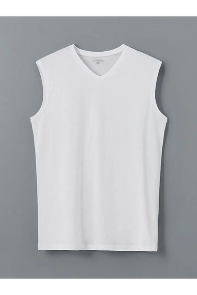 LC Waikiki White V-Neck Combed Cotton Men's Undershirt