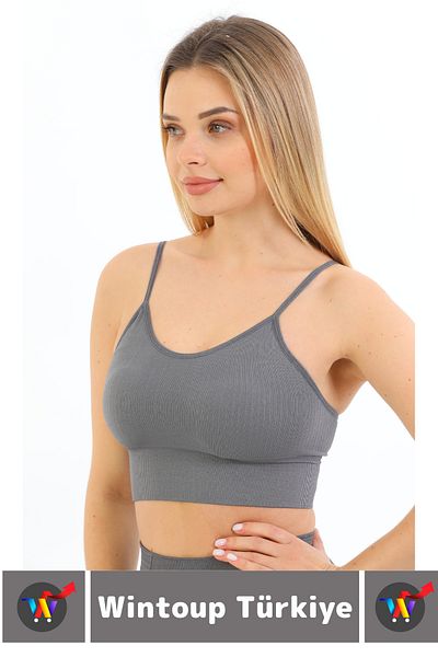 Wintoup Breast Enhancer Anti-Sagging Everyday Sports Use Stylish Thin Strap Padded Striped Crop Bustier