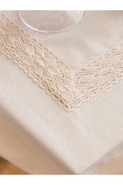 LC Waikiki Ecru Tasseled Tablecloth Runner - 90X90 cm