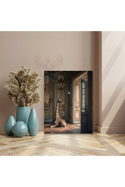 Artarilion Картина с жираф на платно, дигитален печат на платно, картина за хол, декорация за дома