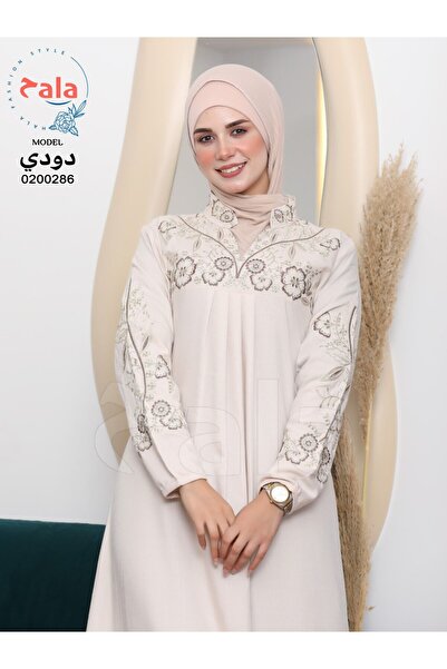 Genrics جلابية استقبال كتان انسياية ومريحة وتطريز خيط يدوى