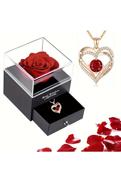 Choice Rose Golden Luxury Red Zircon Pendant Necklaces With Rose Flower Gift ...