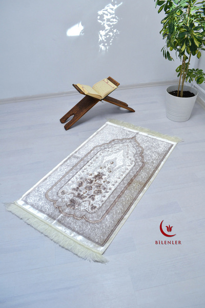 Bilenler Cadou de lux, cadou de nuntă, covor de rugăciune din catifea argintie