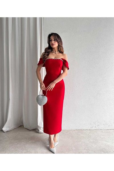 MODA DURAĞI Rochie de seara Midi albastru bebelus cu detaliu perla rochie de absolvire
