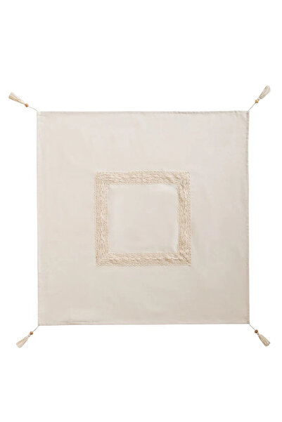 LC Waikiki Ecru Tasseled Tablecloth Runner - 90X90 cm