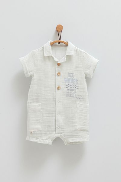 Caramell Little Boy Muslin Fabric Baby Salopet