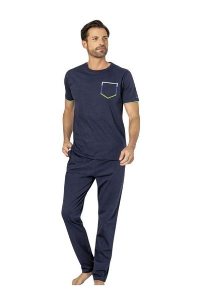 Pierre Cardin New Season Men's Dowry %100 Cotton Crew Neck Short Sleeve and Pocket Summer Pajama Set