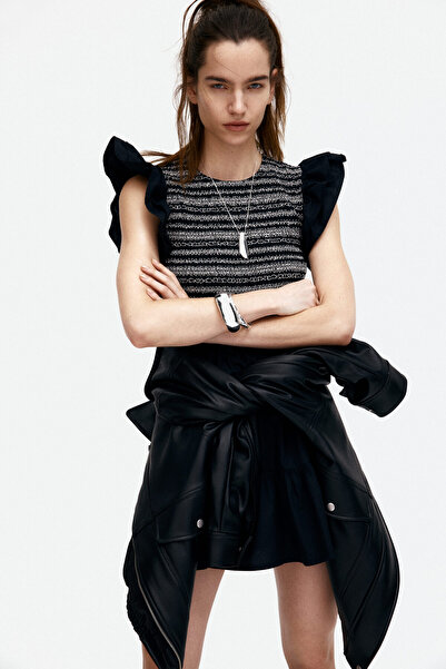 H&M Volan Kollu Poplin Elbise