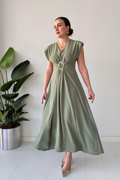 MaziButik Mint Padded Dress - Double Slit