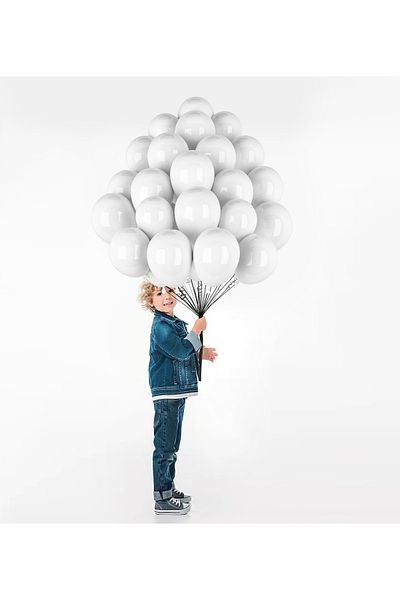 VIP Balon Set of 30 12 Inch Metallic White Balloons – Helium Compatible, Shiny and Stylish Party Balloons