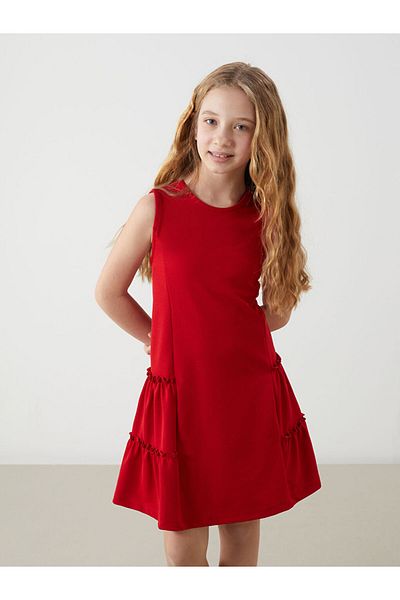 LC Waikiki Lcw Kids Red Crew Neck Girl's Dress