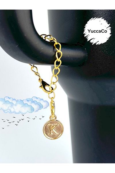 Stanley Letter Gold Color Thermos Compatible Accessory/Letter Thermos Charm/Letter Thermos and Bag Ornament