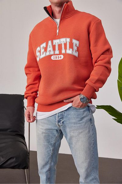 NOMARC Φούτερ Seattle με φερμουάρ σε χρώμα πλακάκι