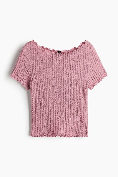 H&M Overlok Detaylı Krinkle Üst