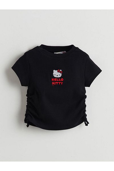 LC Waikiki Neue Saison Hello Kitty besticktes Mädchen-Crop-T-Shirt S5BE80Z4