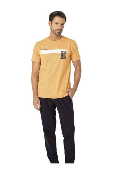Pierre Cardin New Season Men's Dowry %100 Cotton Crew Neck Short Sleeve and Pocket Combed Cotton Summer Pajama Set