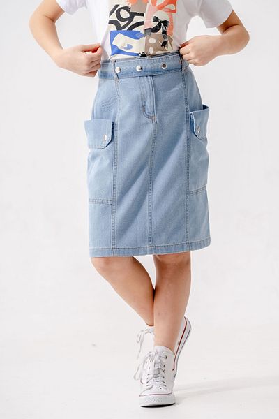 GİYİCEM TEKSTİL Fusta de blugi pentru fete cu buzunare laterale 2954