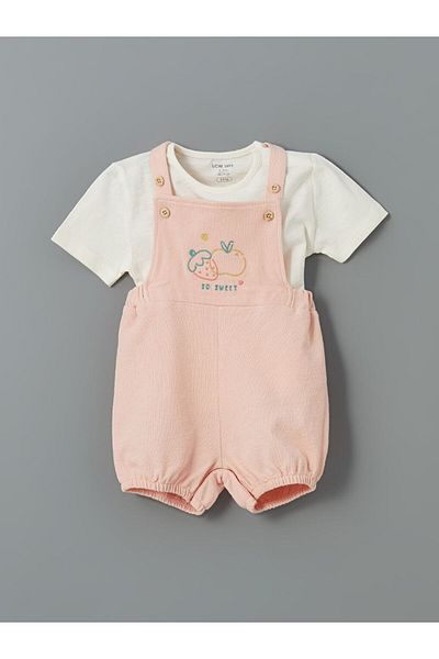 LC Waikiki Lcw Baby Cotton Baby Girl Salopet and T-Shirt 2-Pack