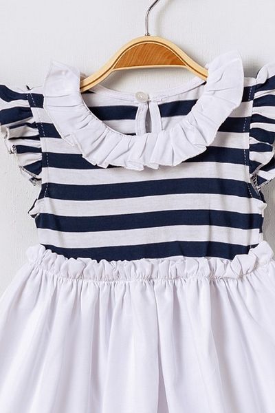 Bebüş White Baby Girl Dress - Ruffled Sleeve Embroidery - 15609