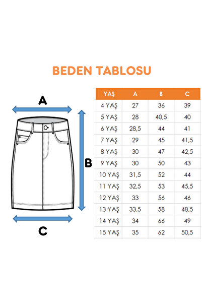 GİYİCEM TEKSTİL Дівчача джинсова спідниця з боковими кишенями 2954