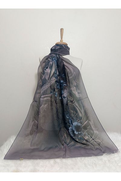 REMOMODA Patterned Shil Yetti Gradient Floral Fashion Shawl