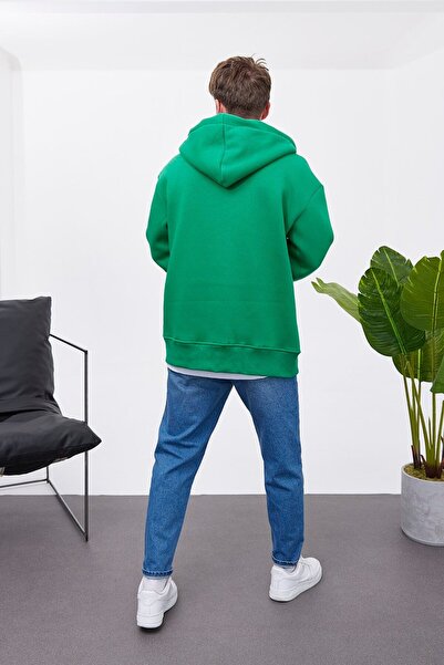 NOMARC Πράσινο φούτερ με φερμουάρ και κουκούλα