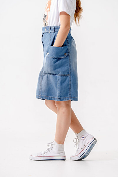 GİYİCEM TEKSTİL Дівчача джинсова спідниця з боковими кишенями 2954