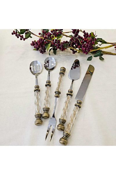 MaviDamla Antique Cristal Handle Service Set 5 Pieces