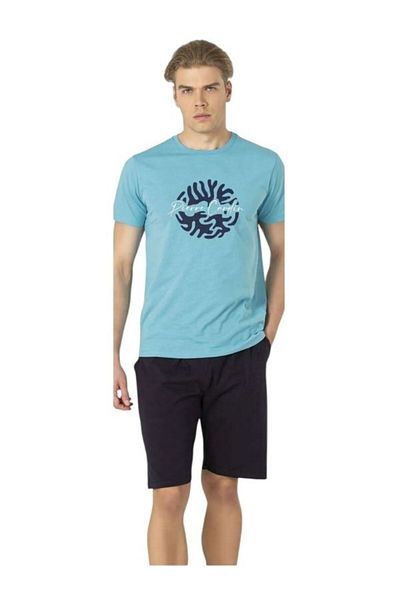 Pierre Cardin Licensed New Season Men's Dowry Cotton Crew Neck Short Sleeve Combed Cotton Summer Pajama Set