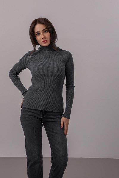 FACETTE Pulover de damă antracit cu guler rotit