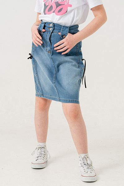 GİYİCEM TEKSTİL Fusta de blugi cu ochi lateral pentru fete 2956
