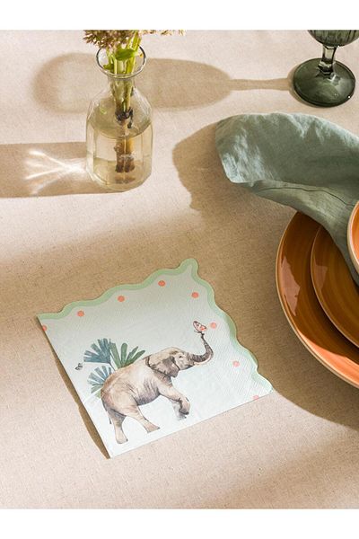 LC Waikiki Lcw Home Mixed Elephant Printed Paper Napkins 20Pcs