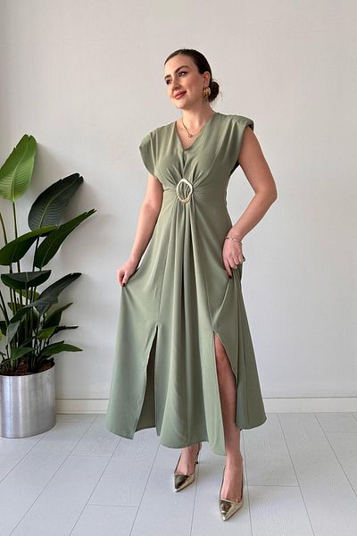 MaziButik Mint Padded Dress - Double Slit