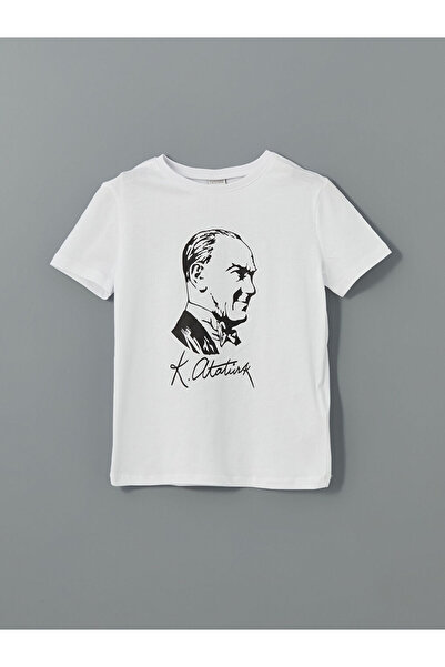 LC Waikiki Tricou pentru copii alb Bis guler rotund atürk Bas cu imprimeu z D...