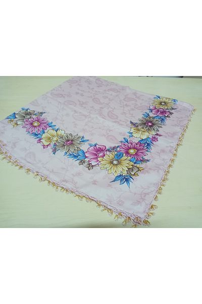 hoaryage Yemeni Tulle Hand Oyası - Φουλάρι με μοτίβο, χάντρες και 4 άκρες